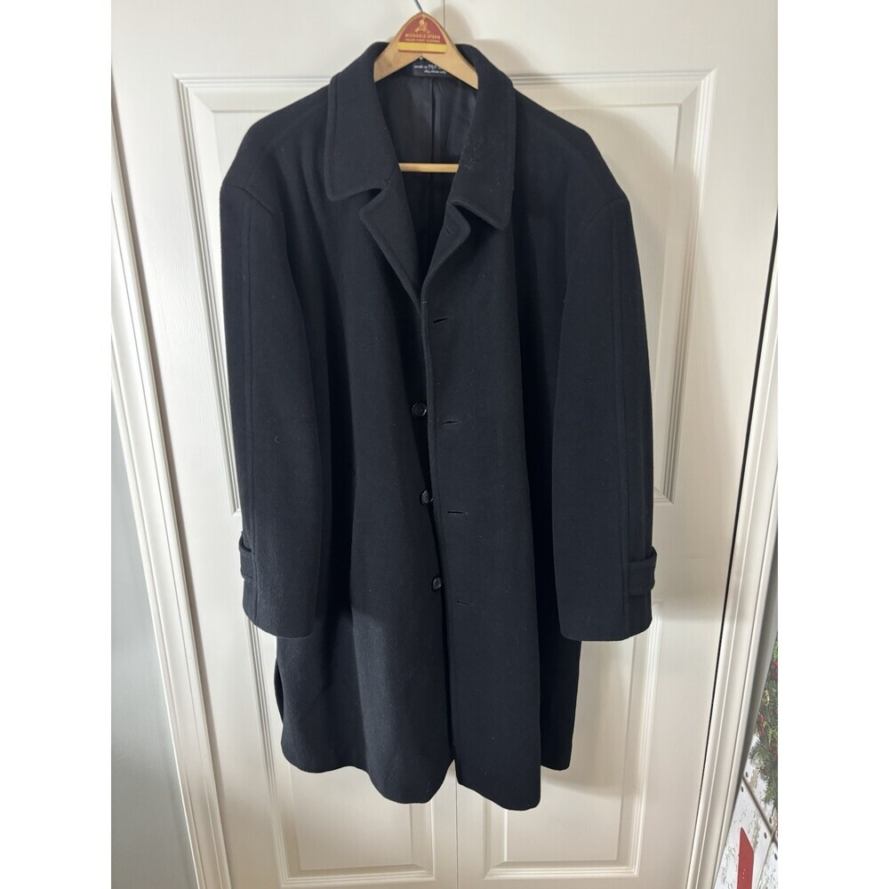 Andrew Fezza Men’s Black Cashmere Blend  Dress Coat 46R Wool Overcoat